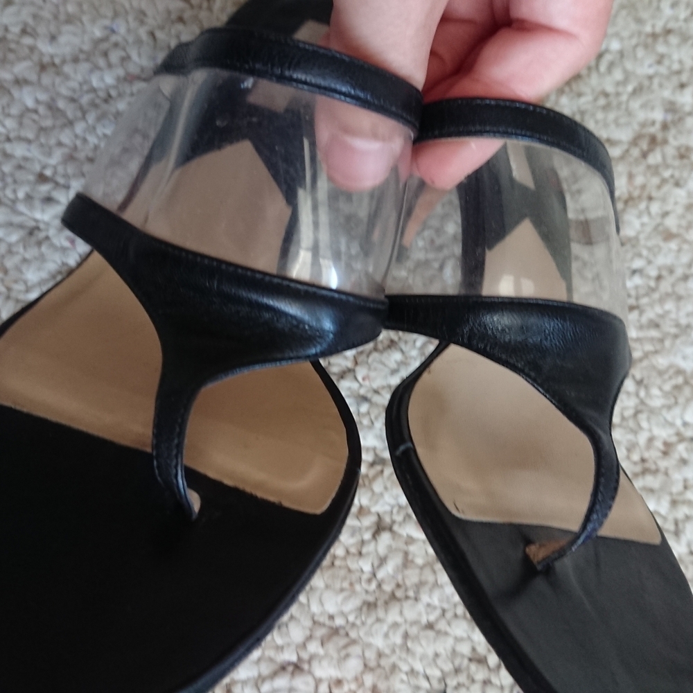 MICHAEL KORS Black Leather thong tantra slide sandals size 5 - Picture 6 of 12